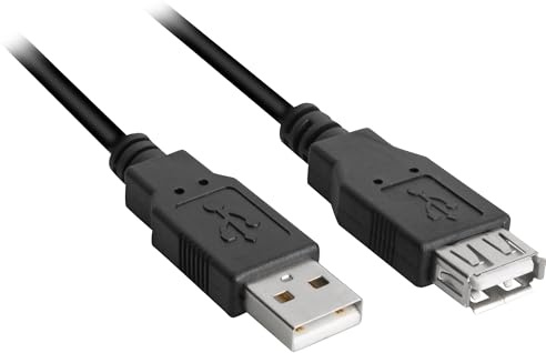 Sharkoon 4044951015405 1 m USB A/USB A Male to Female Black USB Cable – USB (Cables 1 m; USB A; USB A 2.0 MALE TO FEMALE, Black)