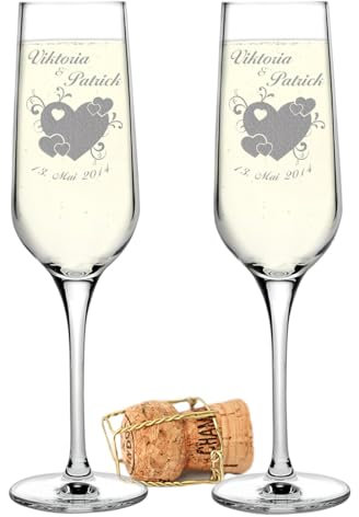polar-effekt 2 Sektgläser mit Gravur Hochzeitsgeschenke für Brautpaare personalisiert Namen und Datum als Geschenk zur Hochzeit Sektkelche als Set Hochzeitsgeschenk