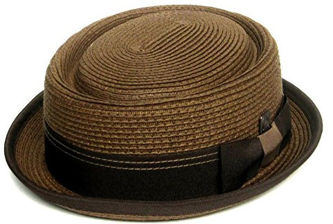 DASMARCA Telescope Paille Papier Été Rico Tabac tressé Couronne Retro Porkpie Hat - MarronXL