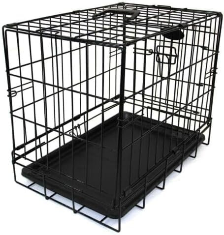 Easipet Metal Dog Cage, 51 x 33 x 41 cm, Black, Foldable with Removable Tray