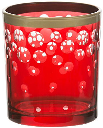 Yankee Candle 1521417 Red/Gld Snowfall VH portacandele, Vetro, Rosso, Oro, Trasparente, 7 x 7 x 8 cm