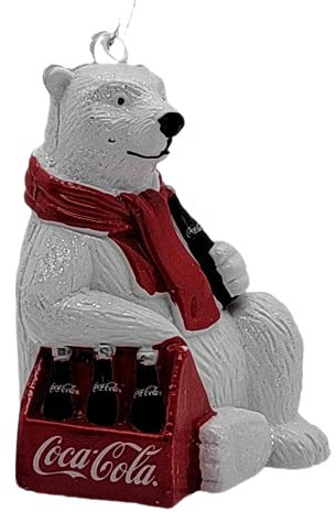 Kurt Adler Coca-Cola Eisbär Hängendes Ornament mit 6 Flaschen aus Kunststoff für Weihnachten