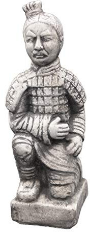 gartendekoparadies.de Statue kniender Terrakotta-Krieger-Motiv IV, Steinfigur, H. 31 cm, 2 kg, Grau, frostsicher aus Steinguss für Außenbereich