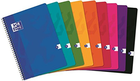 OXFORD Lot de 10 Cahiers Spirale A4 100 Pages 90g Satiné Grands Carreaux Séyès Coloris Aléatoire