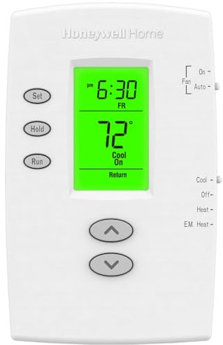 Honeywell TH2210DV1006 PRO 2000 Vertical 5+2 Day Programmable Heat Pump Thermostat - Backlit, 2H/1C, Dual Powered