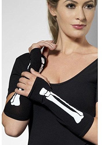 Halloween! Smiffys Handschuhe, Fingerlos mit Skelett-Aufdruck