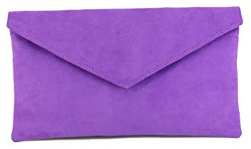 Loni Neat Envelope Faux Suede Clutch Bag/Shoulder Bag in Violet Purple