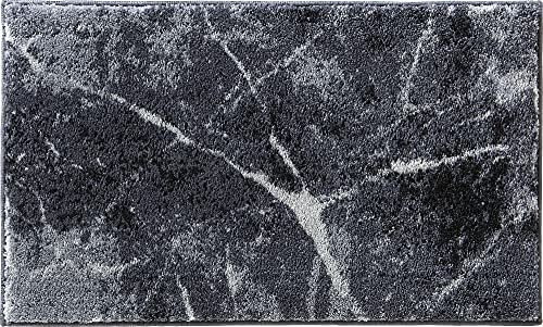 Erwin Müller Badematte, Badteppich, Badvorleger rutschhemmend Marmor grau Größe 60x100 cm - sehr saugfähig, schnelltrocknend, für Fußbodenheizung geeignet (weitere Größen)