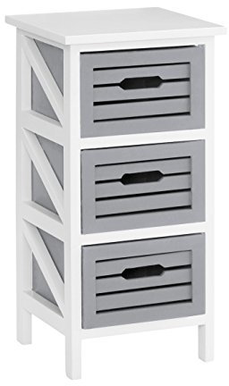 Premier Housewares Vermont Kommode, Holz, grau und weiß, 3 Schubladen, Paulownia holz, 28x30x61