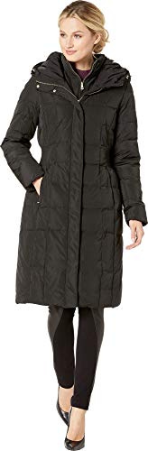 Cole Haan Women's Taffeta Down Coat With Bib Front and Dramatic Hood