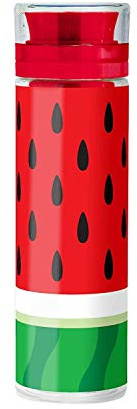 MUSTARD - Froot Watermelon Infuser Bottle I Fruit Infusion Water Bottle I Auslaufsicher & BPA Frei I Trinkfläsche mit Früchtebehälter I Wasserflasche mit Silikondeckel I Fruchtflasche I Melone - Rot