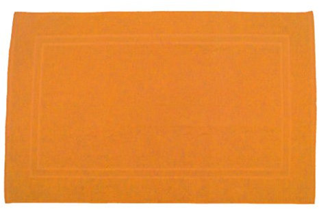 Julie Julsen Badvorleger 70 x 120 cm Premium Qualität 900 gm2 in aktuellen Farben und 4 Größen aus Baumwolle Badematte Badteppich Duschvorleger Design Doppel Rahmen Orange