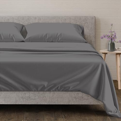 Mayfair Linen Bettlaken aus 100% Baumwolle – Queen-Size-Größe 600, Luxus-Hotel, ägyptische Baumwolle, Tiefe Taschen, 4-teiliges Bettwäsche-Set (dunkelgrau)