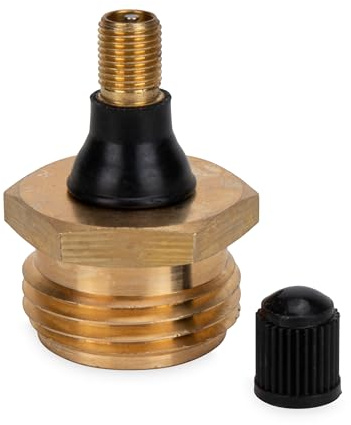 Camco 36153 Blow Out Plug with Schrader Valve (Eng/Fr), Brass/Antique Brass, 5.50 x 3.63 x 1.24 Inches