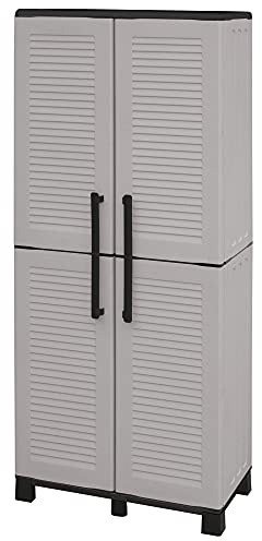 Schrank aus Polypropylen in voller Höhe, mit Stahlscharnieren, verstellbaren Fachböden und Füßen.