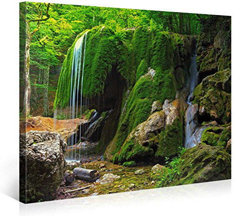 PICANOVA – Troll Rock Waterfall 100x75cm – Premium Leinwanddruck – Kunstdruck Auf 2cm Holz-Keilrahmen Für Schlaf- Und Wohnzimmer