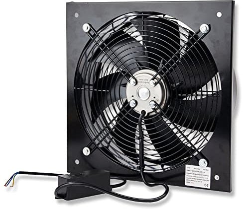 Commercial Extractor Industrial Ventilation Axial Exhaust Blower Flow Air Plate Fan 14 Inches 350MM Black (Heavy Duty Metal With Speed Control Regulator)
