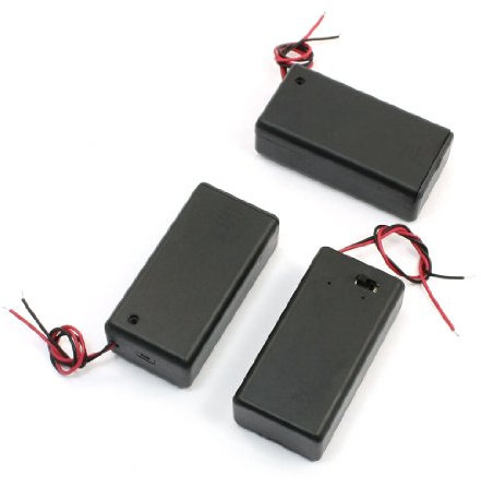 sourcing map 3pcs Two Wire Leads ON/OFF Switch 2x9V Battery Holder Case w Cover