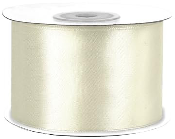 Satinband 50mm x 25m Rolle - FARBAUSWAHL in 3/6/12/18/25/38/50/75/100mm - farbecht & waschbar - Schleifenband für Hochzeit - Geschenkband zum Verpacken Dekorieren Basteln - Creme 820