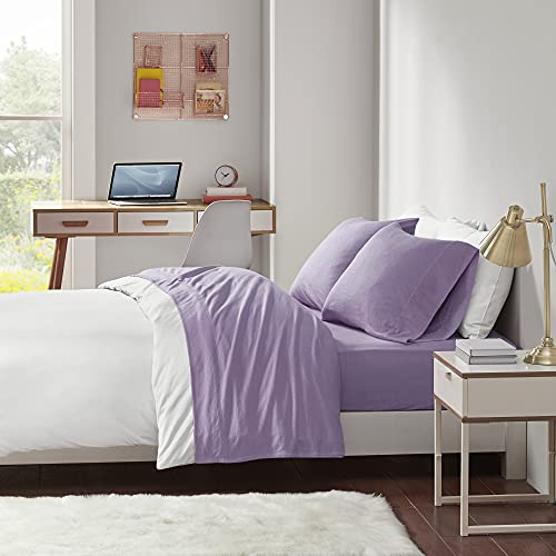 Intelligent Design Cotton Blend Jersey Knit Sheet Set Queen Size, Purple