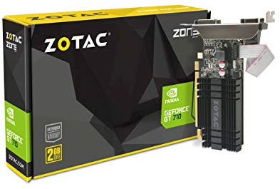 Zotac GeForce GT 710 Zone Grafikkarte (NVIDIA GT 710, 2GB DDR3, 64bit, Base-Takt 954 MHz, 1,6 GHz, DVI-D, HDMI, VGA, passiv gekühlt)