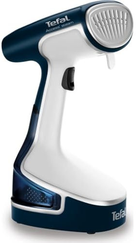 Tefal Access Steam Dampfbürste, 1500 W, kompaktes Design, beleuchteter Ein-/Ausschalter, kurze Aufheizzeit, Dampfleistung 24 g/Min., abnehmbarer Wassertank 200 ml, Steamer, dunkelblau/weiß, DR8085