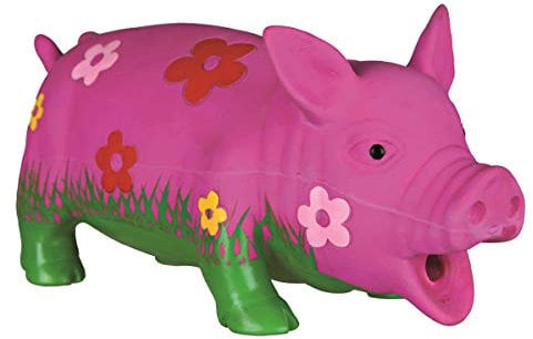 TRIXIE Schwein mit Blumen & Tierstimme Latex 20 cm