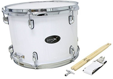 GEWA Marching Tenordrum, Tambour de marche 14 x 10, fût en bois blanc, incl. sangle et baguettes