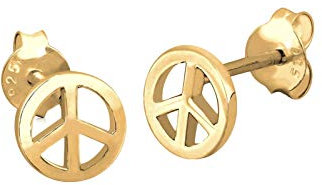 Elli Ohrringe Damen Ohrstecker Peace Symbol Trend in 925 Sterling Silber vergoldet