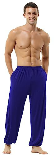 HOEREV Uomo Donna Super Soft Yoga Pantaloni Taiji Lounge Pant, Blu Reale, M