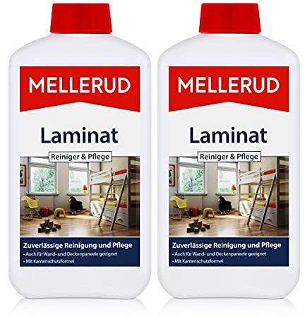 Mellerud Laminat Reiniger & Pflege 1L - Auch für Wand- und Deckenpaneele geeignet - Mit Kantenschutzformel (2er Pack)