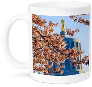 3dRose USA Salem Oregon State Capitol und Kirschblüten Tasse, 15 Oz, Keramik, weiß, 11,43 x 8,45 x 12,7 cm