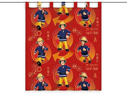 Herding Vorhang, Feuerwehrmann Sam, Polyester, Mehrfarbig/Transparent, 140 x 160 cm