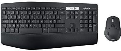 Logitech MK850 Combo Clavier et Souris sans Fil Multidispositifs, 2,4 GHz/Bluetooth, Structure Courbée, 12 Boutons Programables, Batterie Longue Durée 3 Ans, PC/Mac, Clavier AZERTY Belge - Noir