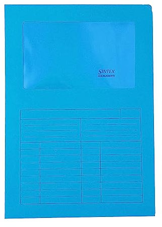 Blasetti Cartelline Portadocumenti con Finestra - Sintex AZZURRA raccoglitore documenti per ufficio, Formato A4, Colore Azzurro, Confezione 50 pezzi, Carta 120gr, Aperta su due lati