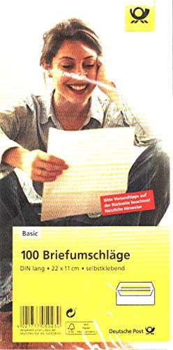 Deutsche Post - 100 Umschläge - DIN lang weiß selbstklebend ohne Fenster
