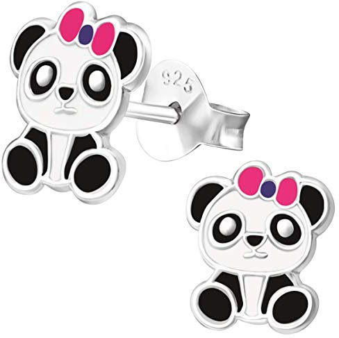 JAYARE Ohrringe Mädchen Panda-Bär 925 Sterling Silber rosa-pink Kinder Ohrstecker