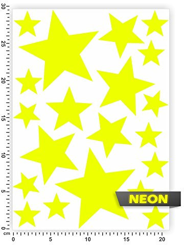 hauptsachebeklebt Bogengröße A4 - Sterne - Selbstklebende Folie - Stars Set1 IN 15 Farben - Neon + Chrom! Sticker Aufkleber