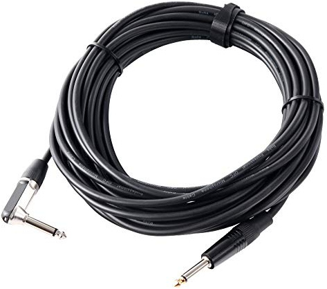 Pronomic Stage INST-A-10 Cable de Instrumento con Conector en Ángulo 10m | Conectores: jack de 6, 3 mm (ángulo) jack de 6, 3 mm, Longitud: 10 m, Color del revestimiento: negro, Cobre libre de oxígeno