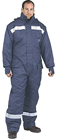 Portwest CS12 ColdStore Coverall Long Sleeve Quilt Lined Thermal Breathable | Navy, Small, EN 342, Loose Fit, Easy Fitting Over Work Boots, Elasticated Back Waist, Knitted Cuff, Reflective Tape, Security