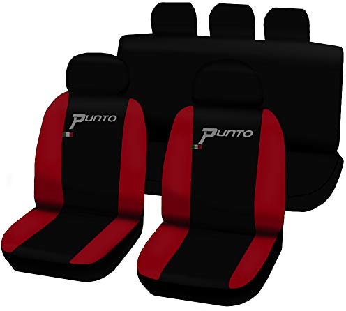 Lupex Shop Coprisedili Auto compatibili per Grande Punto 3 Porte con Schienale Posteriore Unico - Nero/Rosso, Prodotto