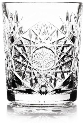 Libbey Hobstar Double Old Fashioned Glasses 12oz / 340ml - Set of 4 - Vintage Cut Glass Whisky Tumblers