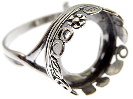 XieXie 925 Sterling Silber Ring Rohling 14mm Fassung antik silberfarben
