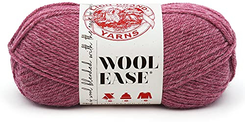 Lion Brand Yarn Wool-Ease, Soft, Worsted Weight Wool Blend Yarn for Knitting, Crochet, and Crafts, Dark Rose Heather, 1 Pack