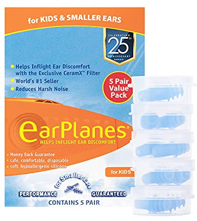 EarPlanes Ear Plugs Kid's Small Size 1 Pair (Pack of 5)