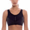 SYROKAN Women's Sports Bra High Impact Front Fastening Zipper Wireless Post Surgery Support Workout Bra Black 38D