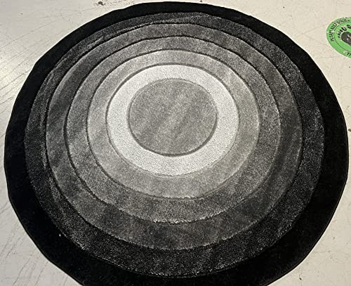 Circular Rugs 140cm x 140cm 4 Feet 6 Circle Rug in Black/Silver