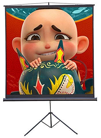 EXCLVEA Projection Screen 16:9 HD Anti-Crease Foldable Dual Front Rear Retractable Movie Home Theater Indoor Mobile Projector Screen with Stand For Theatre Cinema (Color : Black, Size : 84inch)