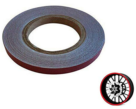 Felge Aufkleber Streifen 7mm x 600cm für Alle Motorräder & Auto - Rot, 600cm, Rot, 600cm