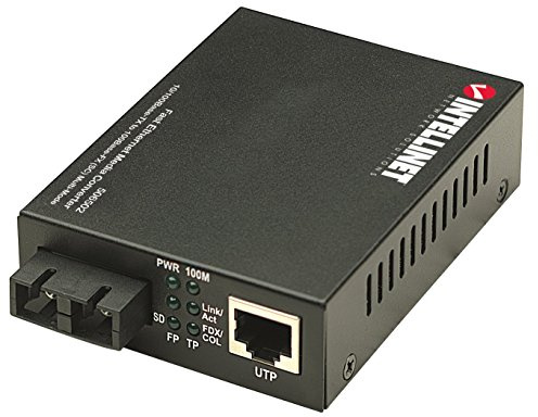 Intellinet Fast Ethernet Media Converter, 10/100 RJ45 to 100Base-FX SC Multimode Fiber, 100 Mbps, Up to 1.24 Miles, Auto MDI/MDI-X - 506502